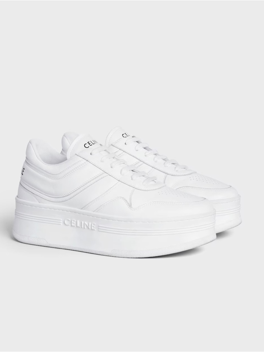 Celine All-White Wedge Calfskin Sneakers